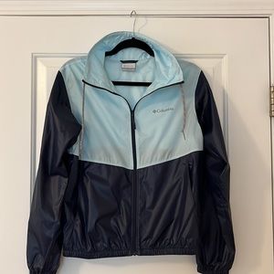 Columbia Blue Color Block Rain Jacket